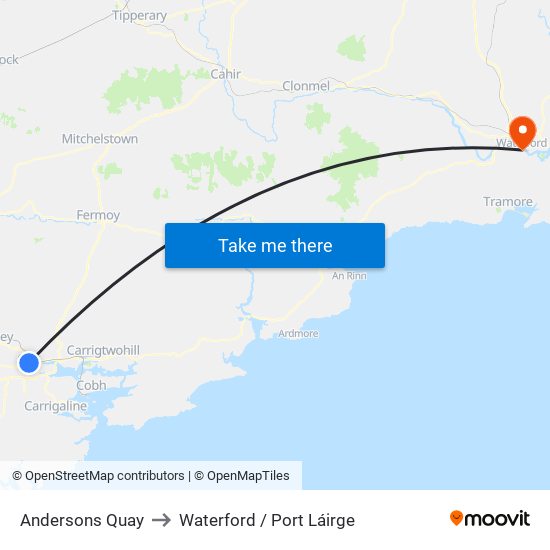 Andersons Quay to Waterford / Port Láirge map