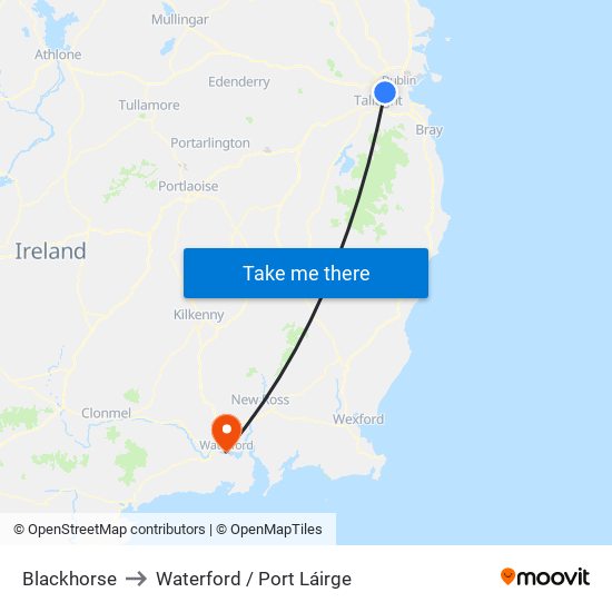 Blackhorse to Waterford / Port Láirge map