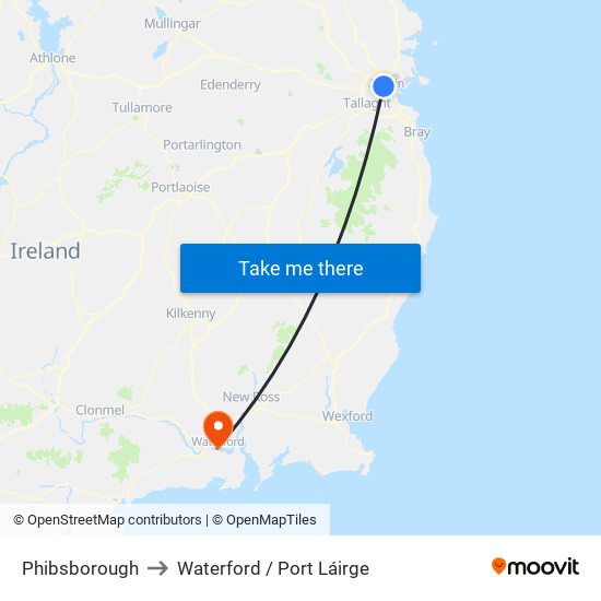 Phibsborough to Waterford / Port Láirge map