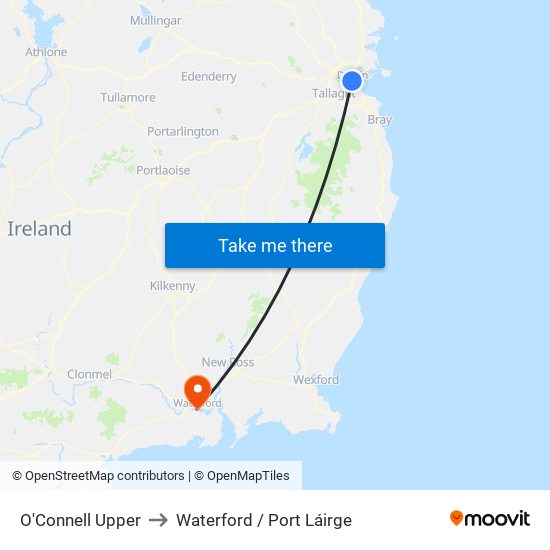 O'Connell Upper to Waterford / Port Láirge map