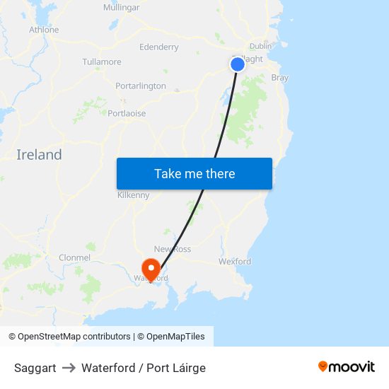 Saggart to Waterford / Port Láirge map