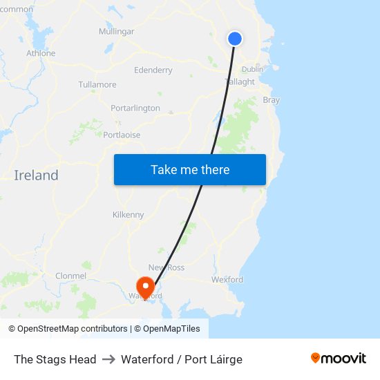 The Stags Head to Waterford / Port Láirge map