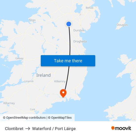 Clontibret to Waterford / Port Láirge map