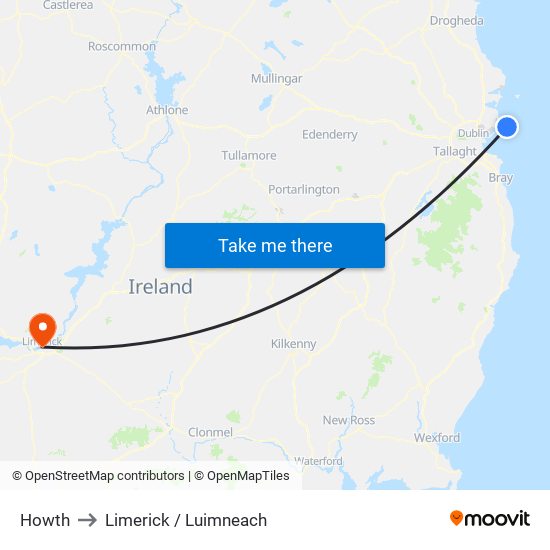 Howth to Limerick / Luimneach map