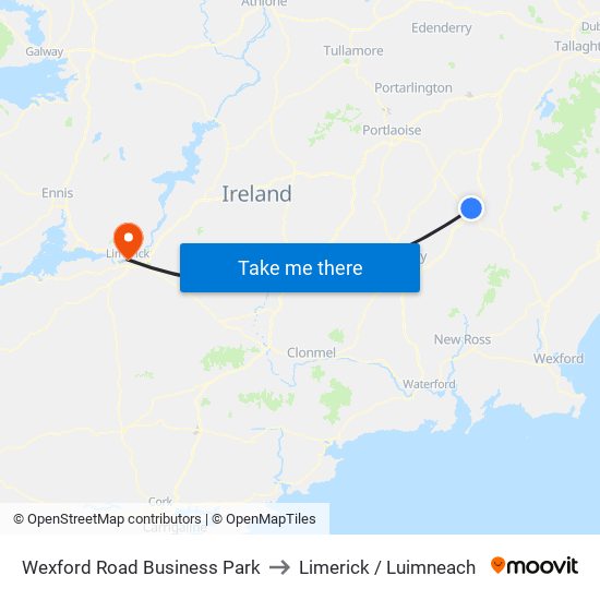 Wexford Road Business Park to Limerick / Luimneach map