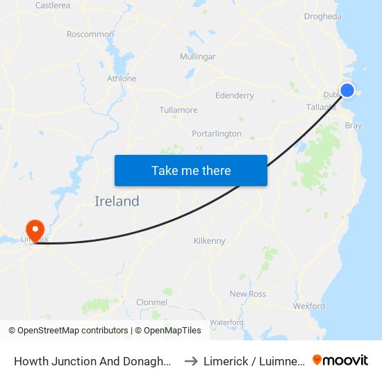Howth Junction And Donaghmede to Limerick / Luimneach map