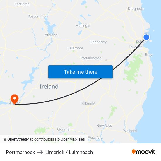 Portmarnock to Limerick / Luimneach map