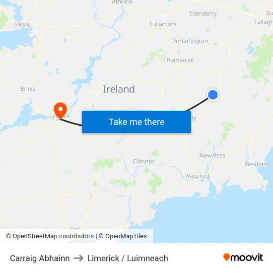 Carraig Abhainn to Limerick / Luimneach map