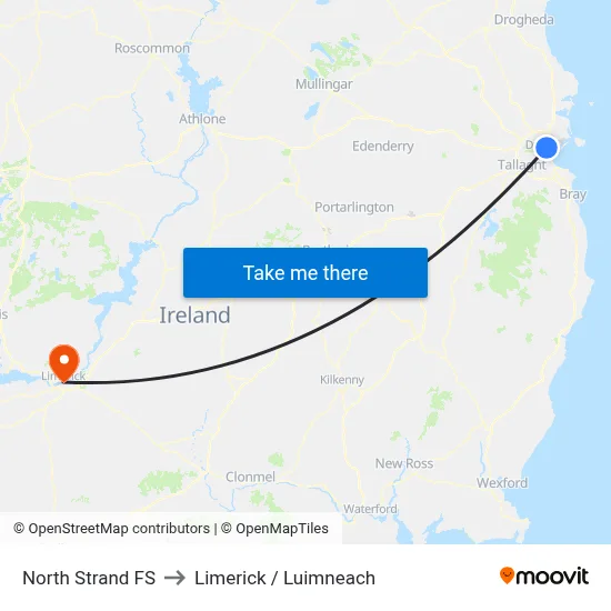 North Strand FS to Limerick / Luimneach map