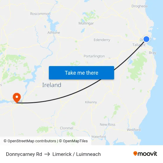 Donnycarney Rd to Limerick / Luimneach map