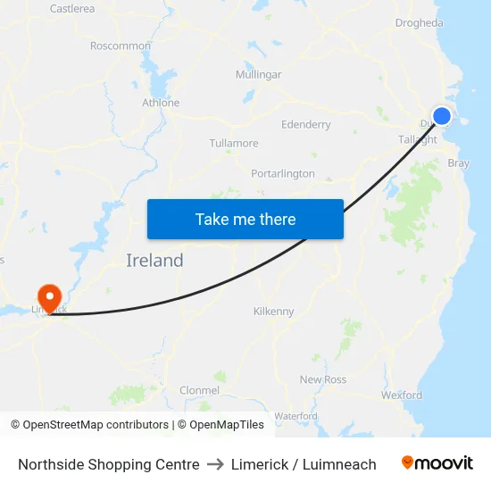Northside Shopping Centre to Limerick / Luimneach map