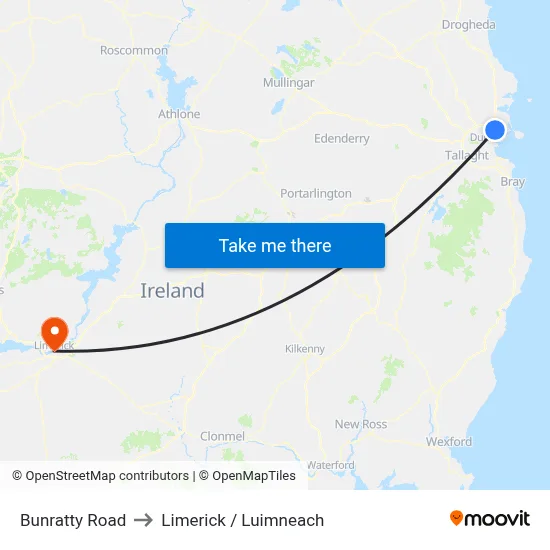 Bunratty Road to Limerick / Luimneach map