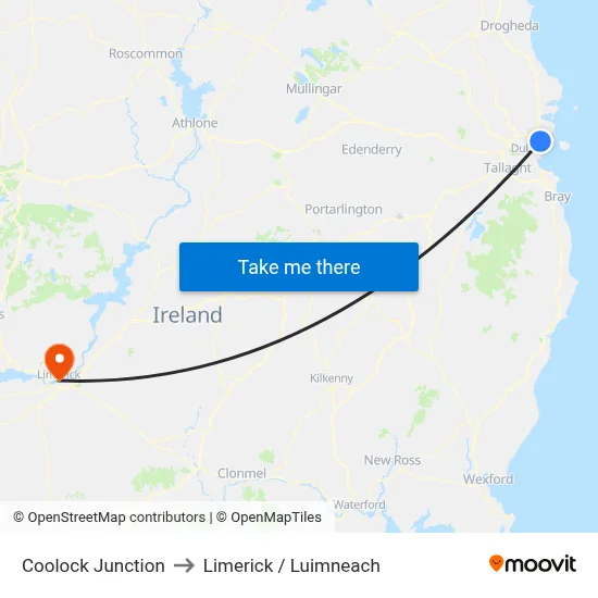 Coolock Junction to Limerick / Luimneach map