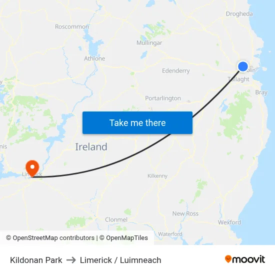 Kildonan Park to Limerick / Luimneach map