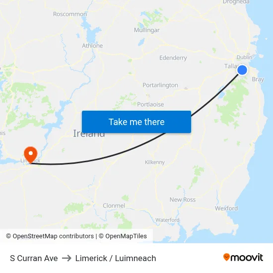 S Curran Ave to Limerick / Luimneach map