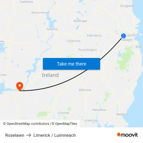 Roselawn to Limerick / Luimneach map
