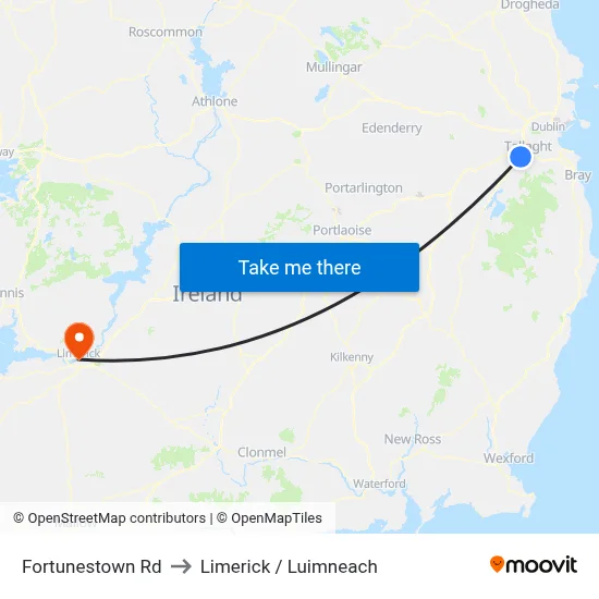 Fortunestown Rd to Limerick / Luimneach map