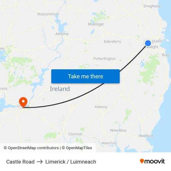 Castle Road to Limerick / Luimneach map