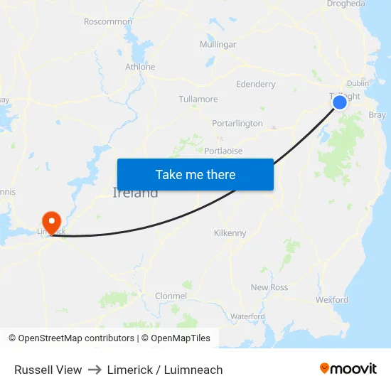 Russell View to Limerick / Luimneach map