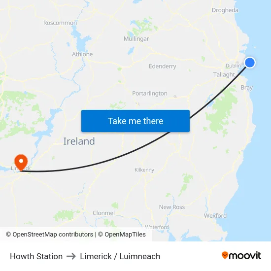 Howth Station to Limerick / Luimneach map