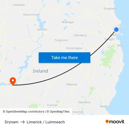 Drynam to Limerick / Luimneach map