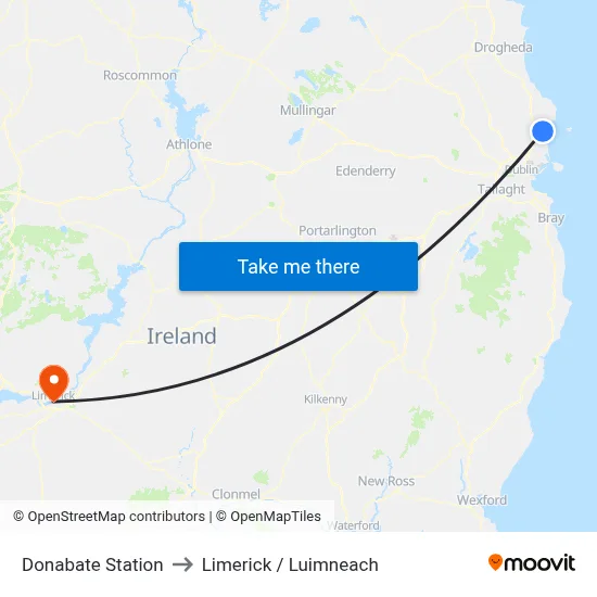 Donabate Station to Limerick / Luimneach map