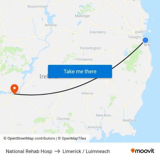 National Rehab Hosp to Limerick / Luimneach map