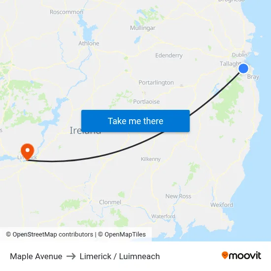 Maple Avenue to Limerick / Luimneach map
