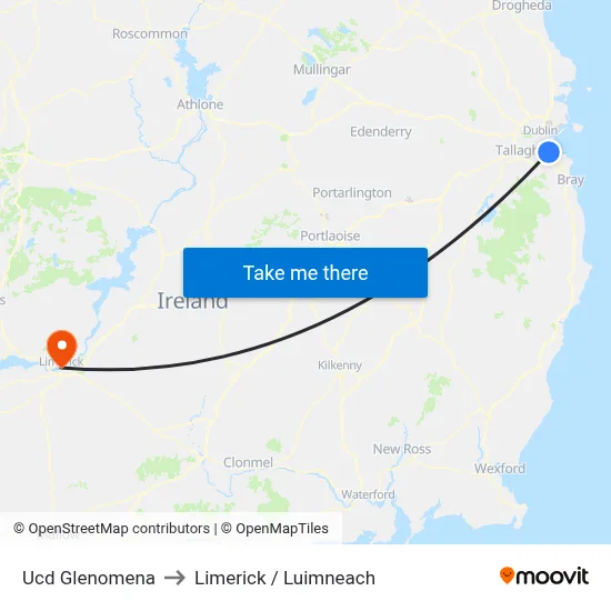 Ucd Glenomena to Limerick / Luimneach map