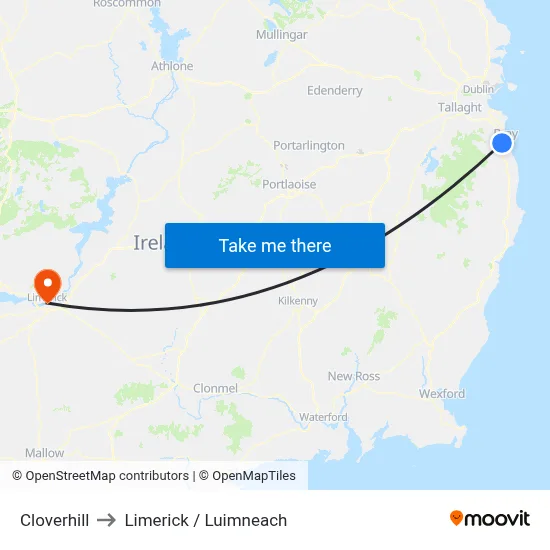 Cloverhill to Limerick / Luimneach map