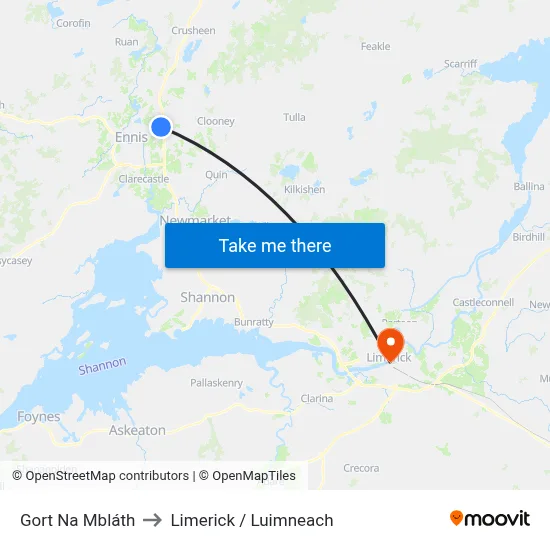 Gort Na Mbláth to Limerick / Luimneach map