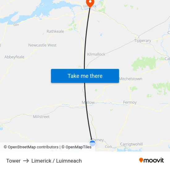 Tower to Limerick / Luimneach map