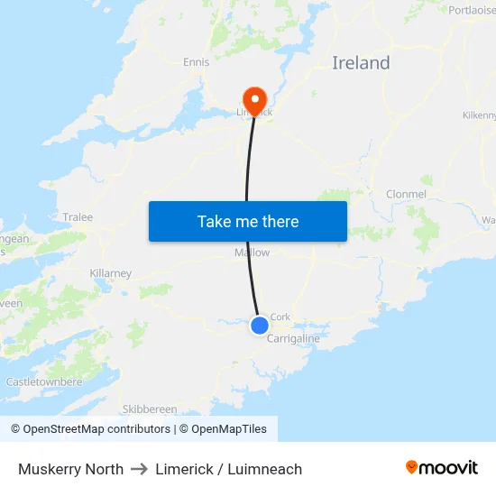 Muskerry North to Limerick / Luimneach map