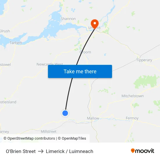 O'Brien Street to Limerick / Luimneach map