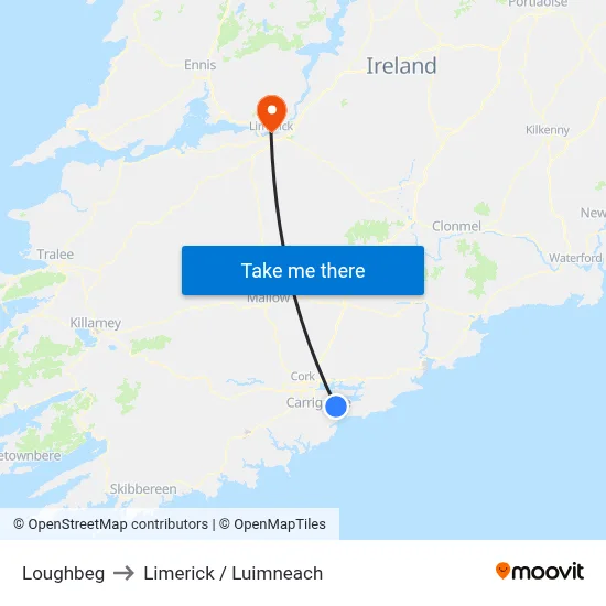 Loughbeg to Limerick / Luimneach map