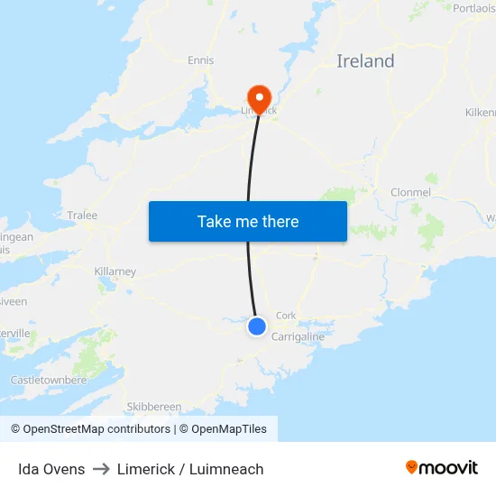 Ida Ovens to Limerick / Luimneach map
