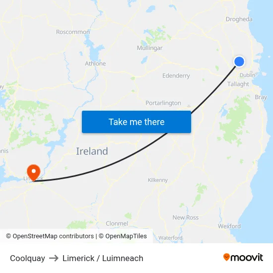 Coolquay to Limerick / Luimneach map