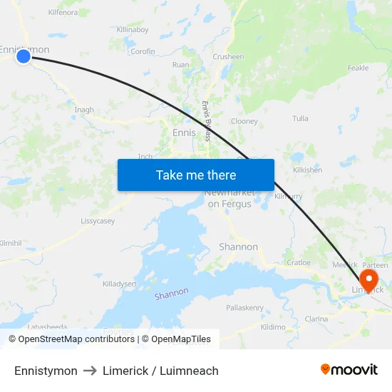 Ennistymon to Limerick / Luimneach map