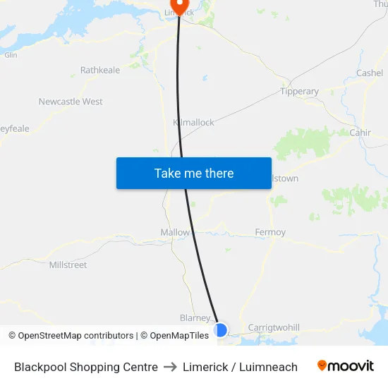 Blackpool Shopping Centre to Limerick / Luimneach map