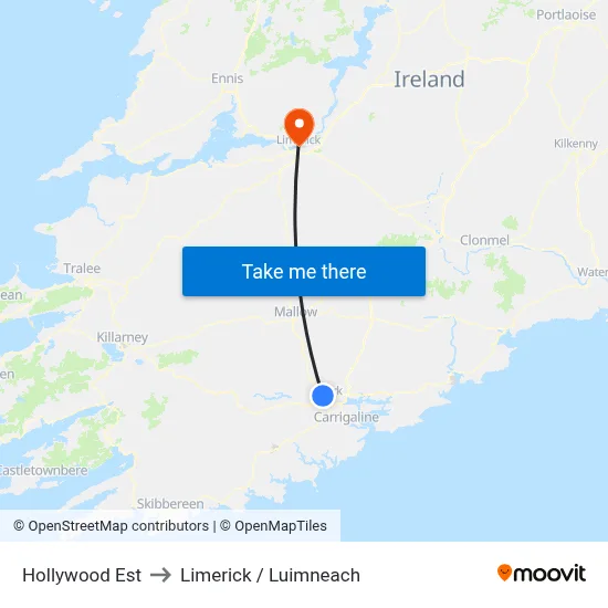 Hollywood Est to Limerick / Luimneach map