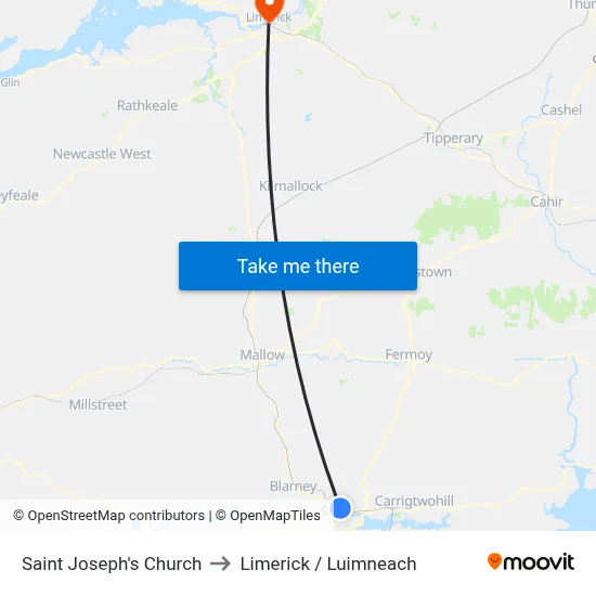 Saint Joseph's Church to Limerick / Luimneach map