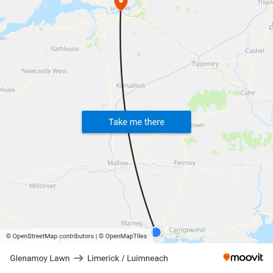 Glenamoy Lawn to Limerick / Luimneach map