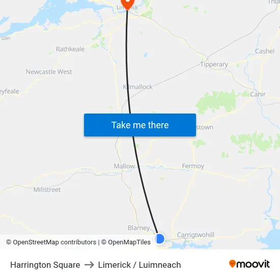 Harrington Square to Limerick / Luimneach map