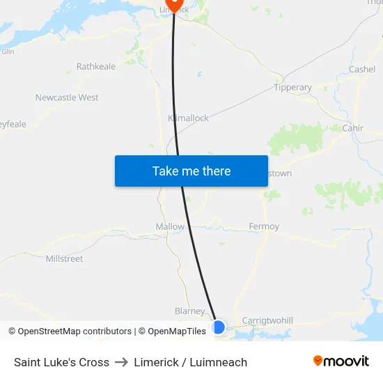 Saint Luke's Cross to Limerick / Luimneach map