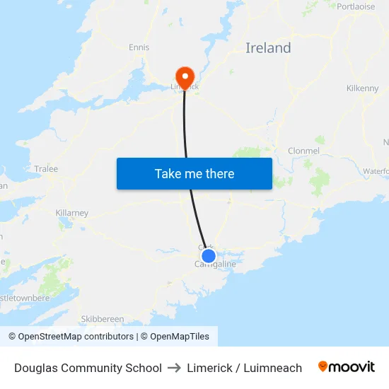 Douglas Community School to Limerick / Luimneach map