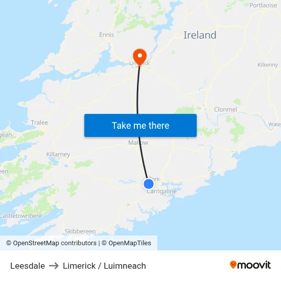 Leesdale to Limerick / Luimneach map