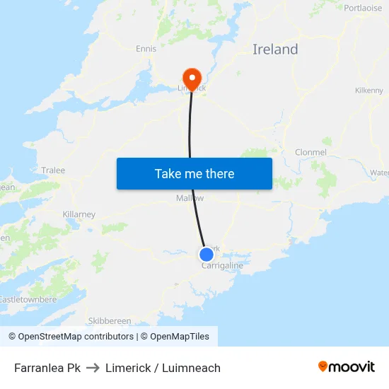 Farranlea Pk to Limerick / Luimneach map