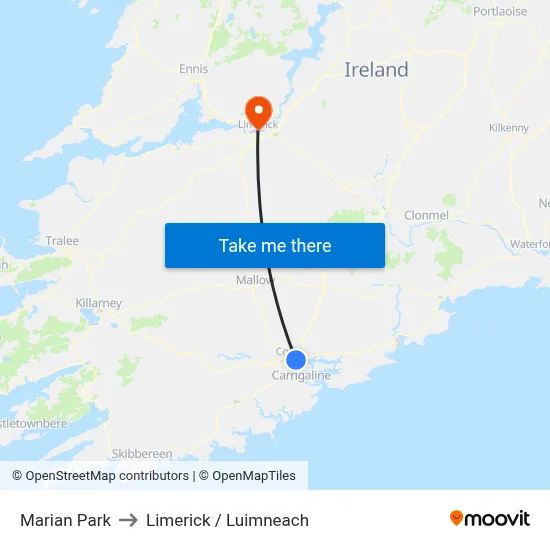 Marian Park to Limerick / Luimneach map