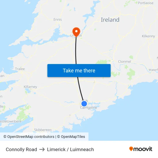 Connolly Road to Limerick / Luimneach map