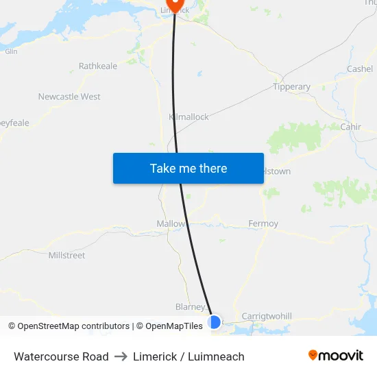 Watercourse Road to Limerick / Luimneach map